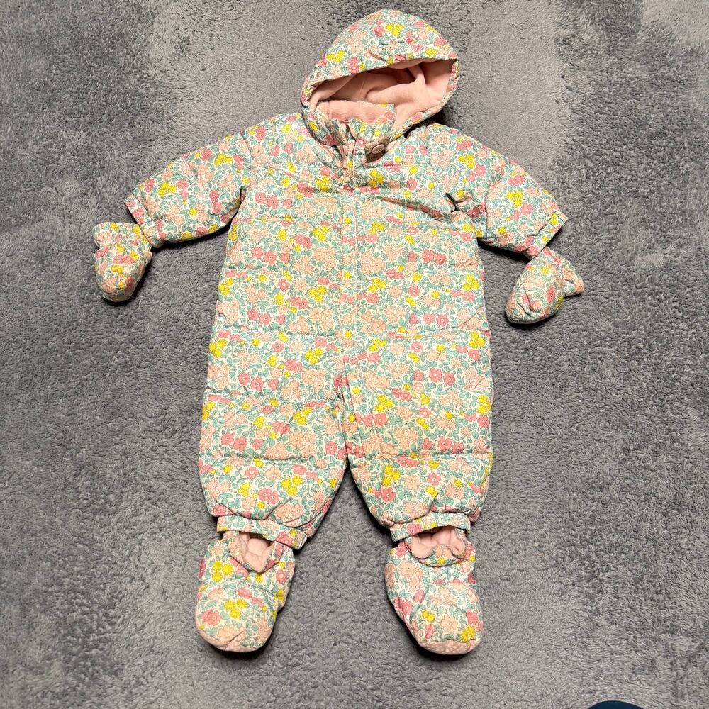 Baby Gap Girls Bunting 6-12 Months Snowsuit All Over Print Floral Coat